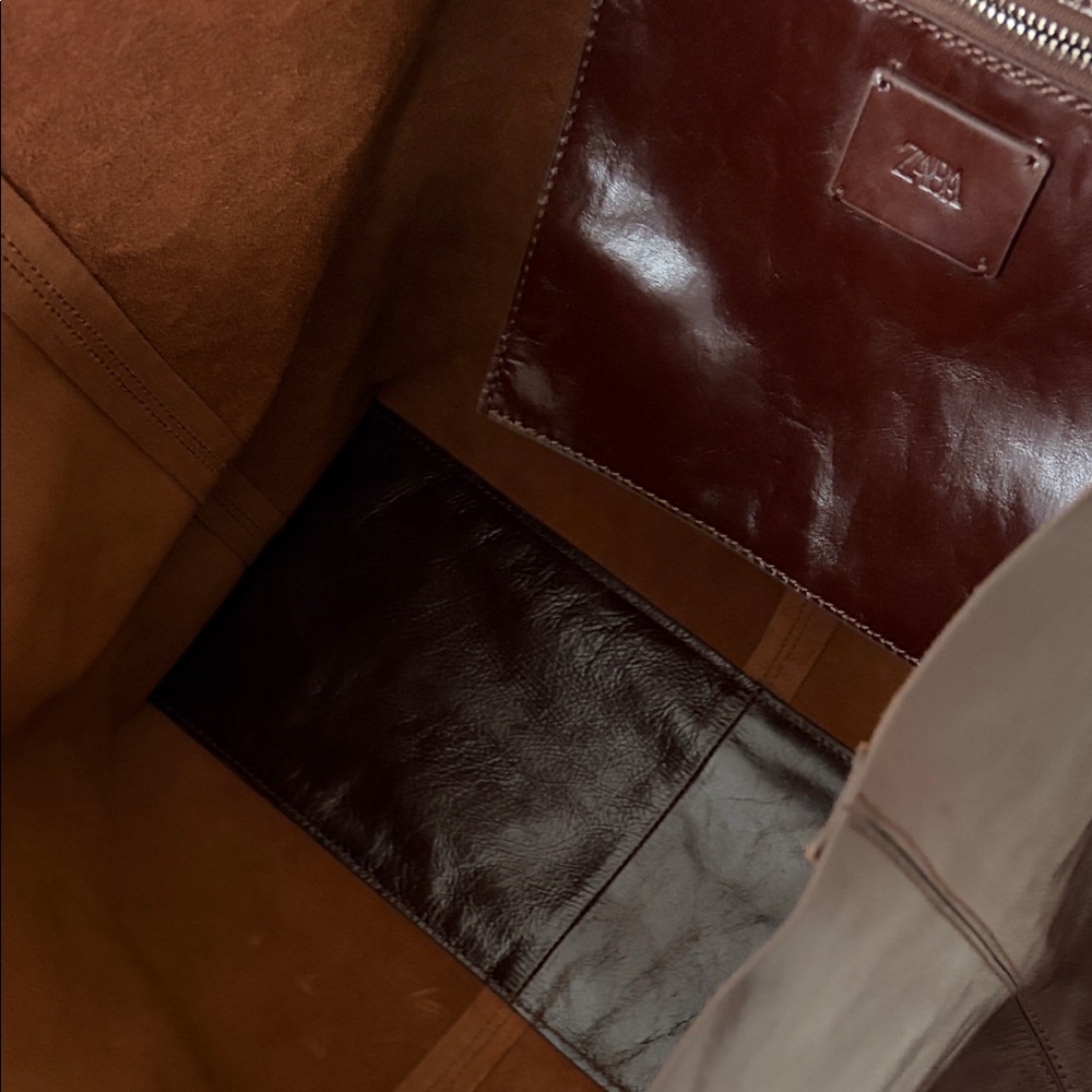 Zara cow leather oversized tote bag - Picture 5 of 8